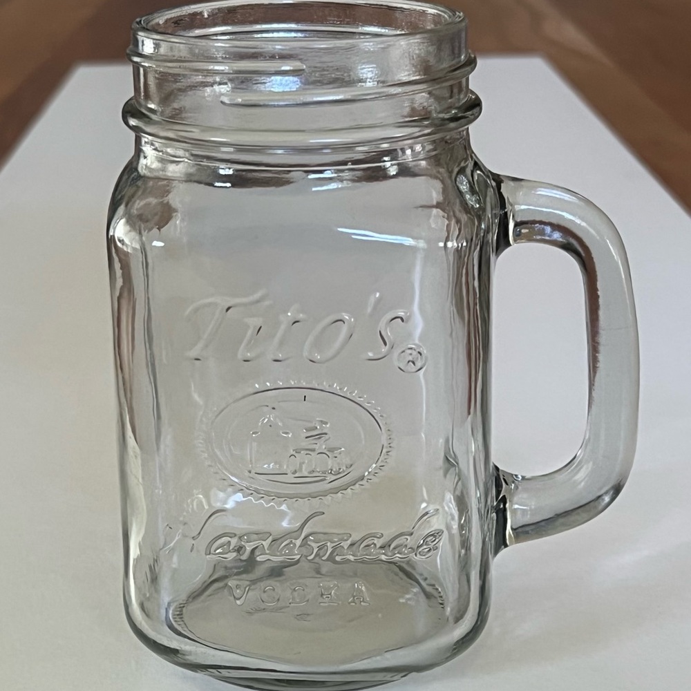 Tito’s Handmade Vodka Embossed 16 oz. Glass Mason Jar Mugs - Set of 4